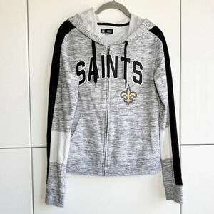 Saints NFL Team Apparel Women’s Zip Front Sweatshirt Gray Size Small New Orleans